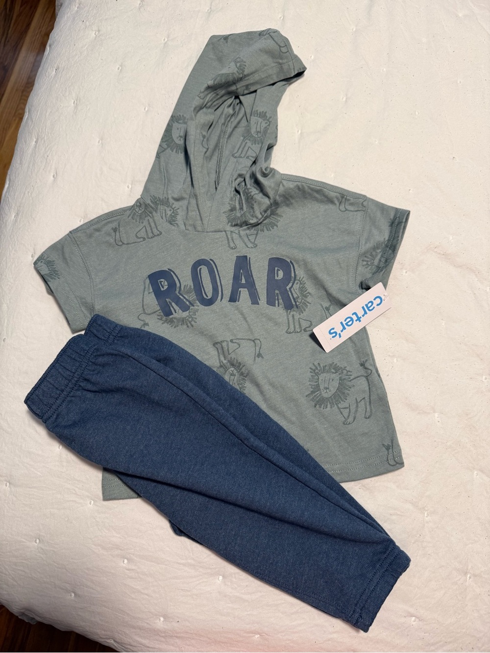 Carter's Green 'ROAR' Hooded Tee with Navy Joggers